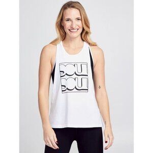 Soul By Soul Cycle Lafayette White Graphic Muscle Tank Top
